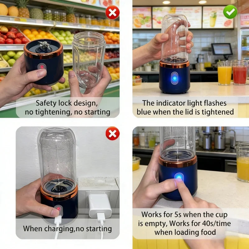 Household Fruit Mixer 400ML Electric Juicer Portable Food Milkshake Mixer Machine Multifunction 6 Blades Juicer Machine Blender