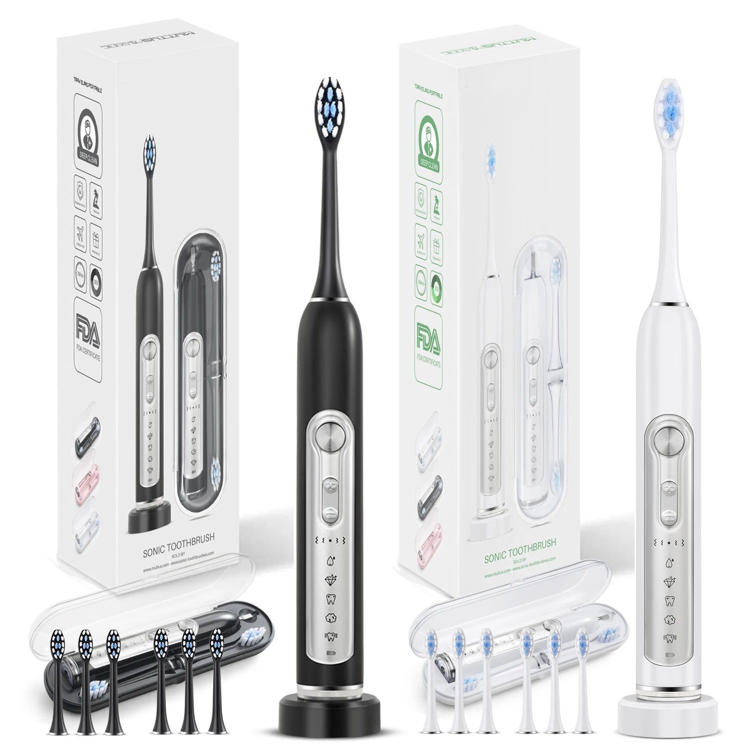 SUBORT S7 Super Sonic Electric Toothbrushes for Adult Kid Smart Timer Whitening Toothbrush IPX7 Waterproof Replaceable Heads Set