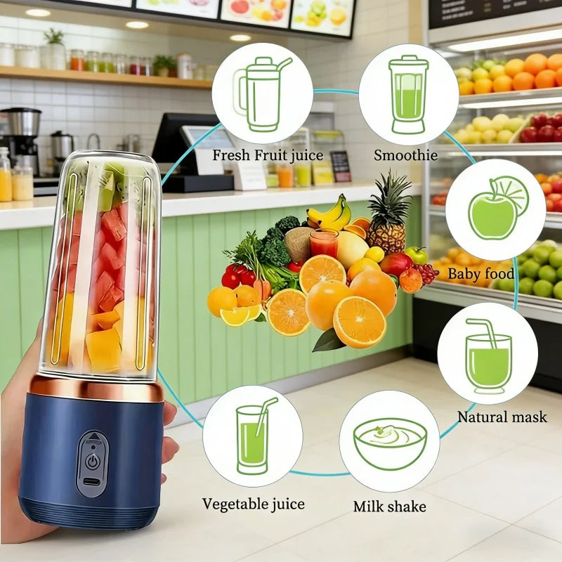 Household Fruit Mixer 400ML Electric Juicer Portable Food Milkshake Mixer Machine Multifunction 6 Blades Juicer Machine Blender