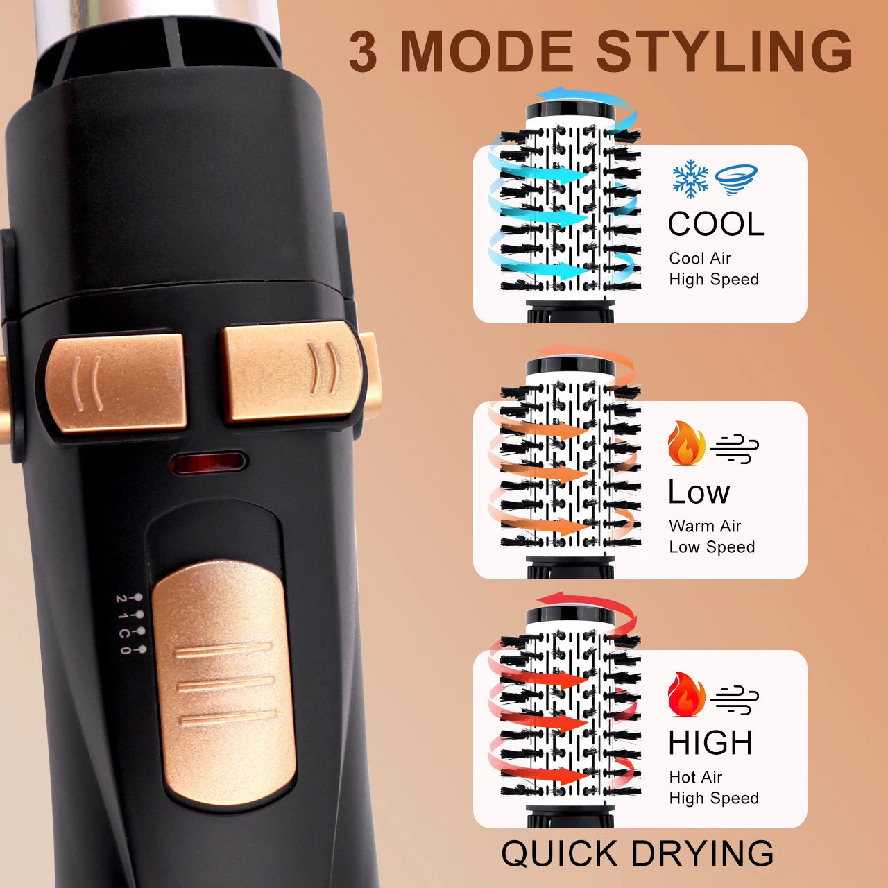 Hatteker EU 4-Head Hair Dryer Hot Air Brush Strong Wind Electric Straightener Curler Roller Comb Blower Styling Tool for Women