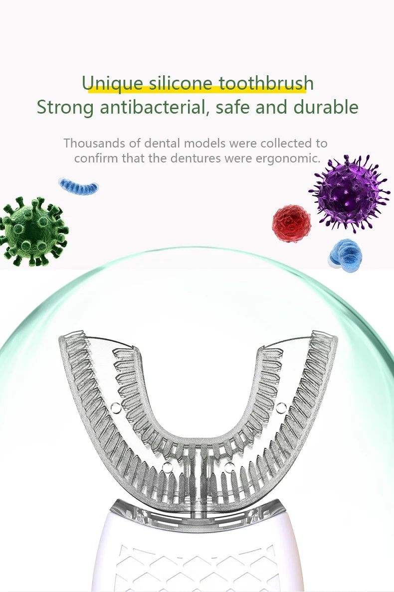 Electric Toothbrush for Adult Automatic USB Charge U-Shaped Sonic Wave Toothbrush 360 Degrees Intelligent Rechargeable Toothbrus