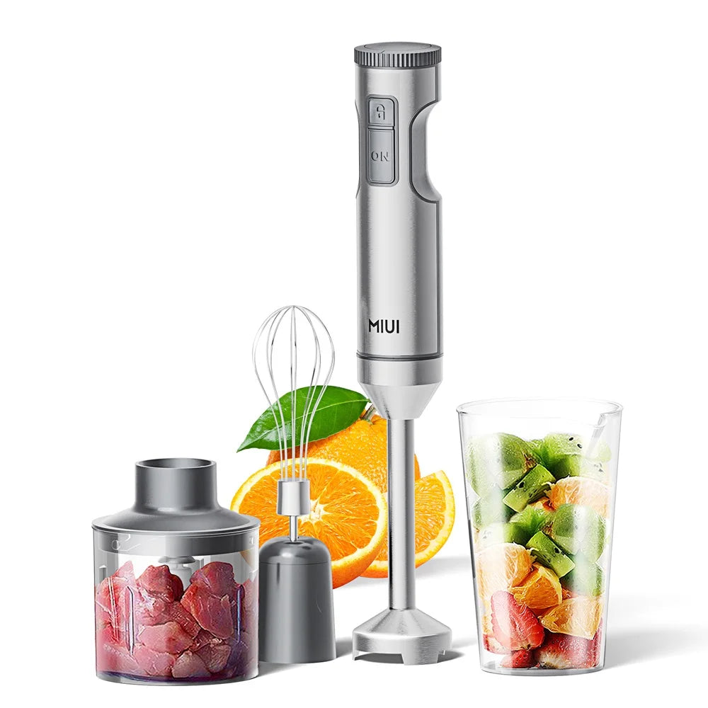 Hand Immersion Blender Powerful 4-in-1,Stainless Steel Stick Food Mixer,700ml Mixing Beaker,500ml Processor,Whisk, 1200W MAX