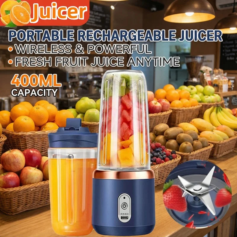 Household Fruit Mixer 400ML Electric Juicer Portable Food Milkshake Mixer Machine Multifunction 6 Blades Juicer Machine Blender