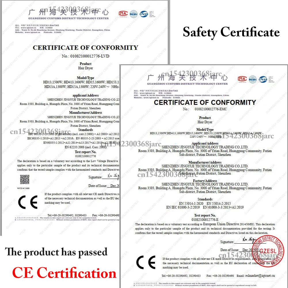 SenCiciMen Professinal Hair Dryer Negative Ion Blow Dryer Quick Dry Leafless Hairdryer Salon Home Constant Temperature Hair Care